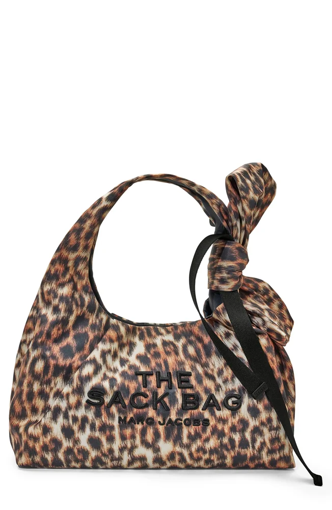 The Bow Leopard Nylon Sack Bag