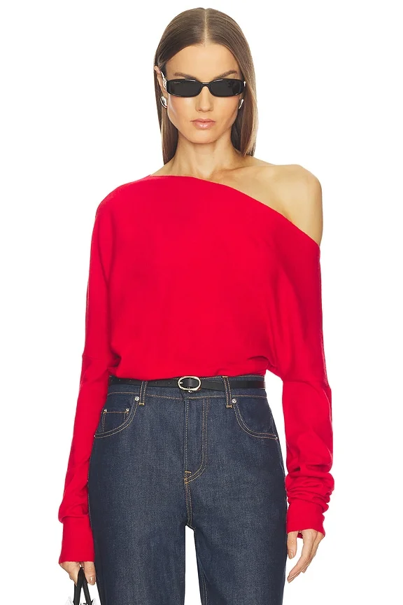 Yolaine Cashmere Off-shoulder Sweater