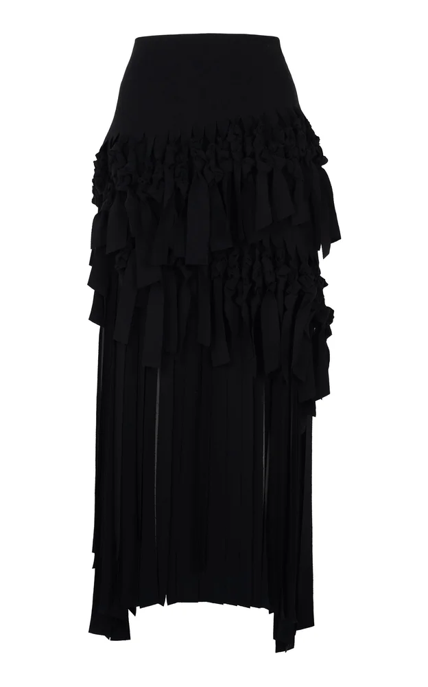 Macrame Stretch Crepe Maxi Skirt