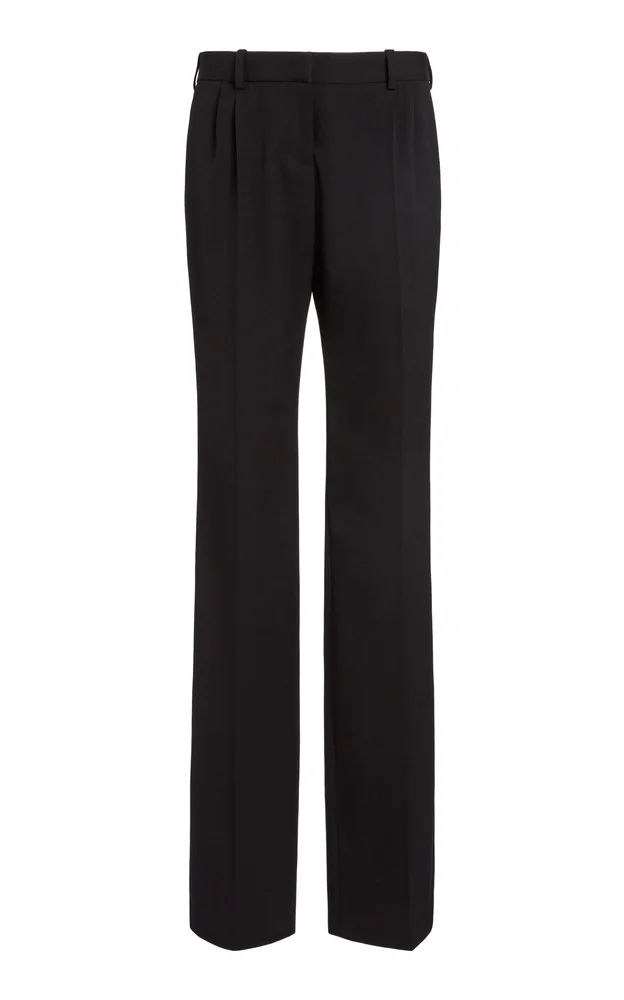 Stretch Wool Twill Straight-Leg Pants