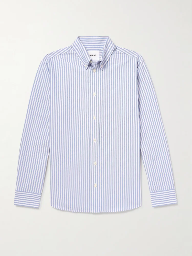 Colby 5910 Button-Down Collar Striped Organic Cotton Oxford Shirt