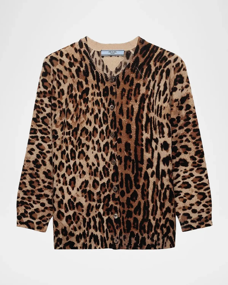 Leopard-Print Cashmere Cardigan