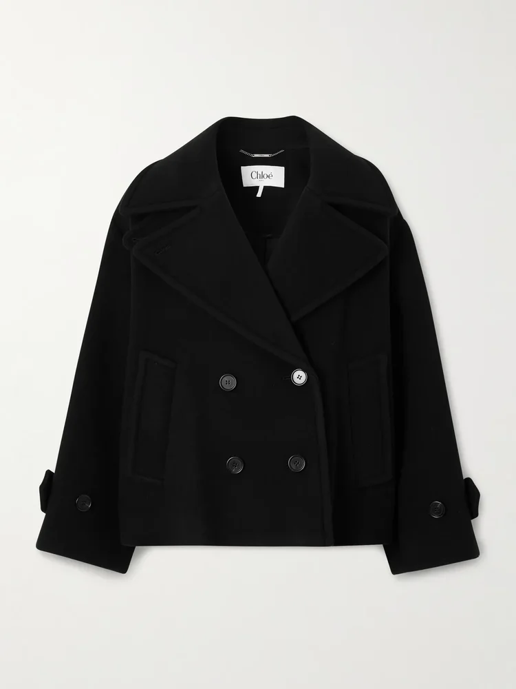 Overszied double-breasted wool-blend coat