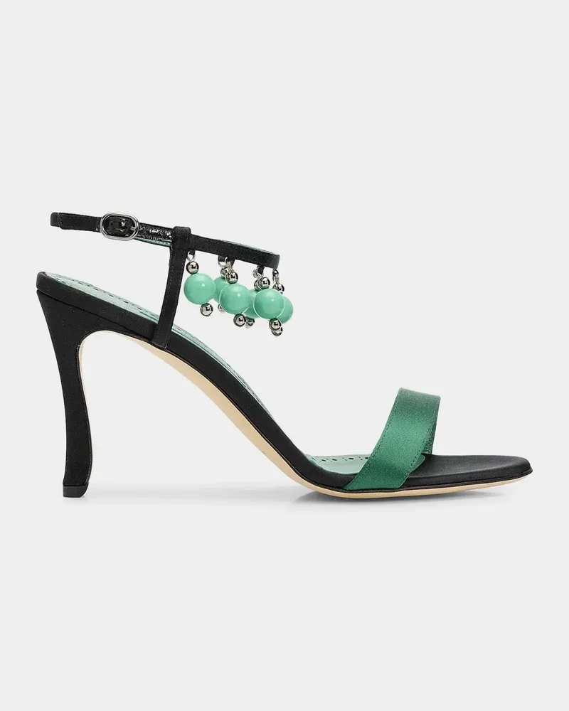 90mm Kasasan Beaded Satin Sandals