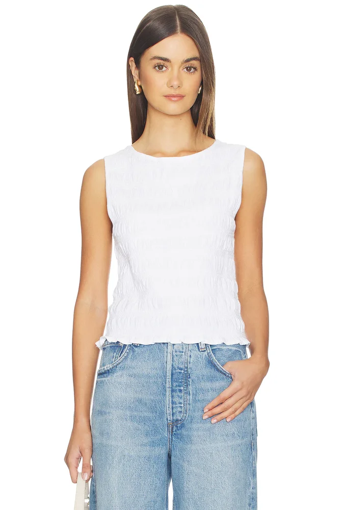 Smocked Boatneck Tank Top