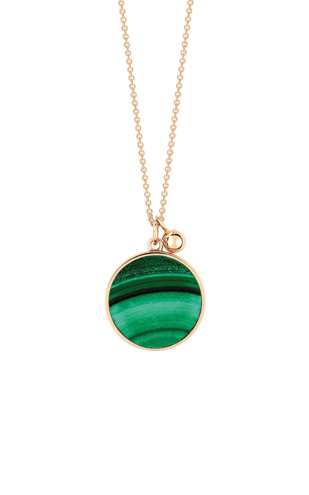 Ever 18K Rose Gold Malachite Disc on Chain