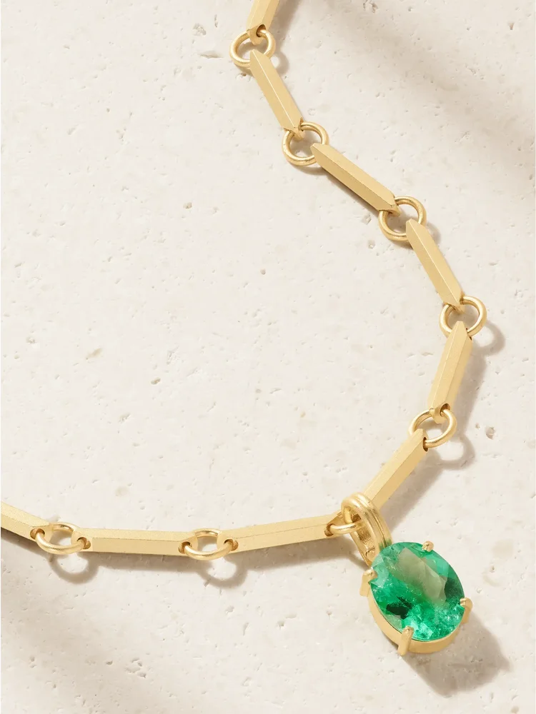 Heroic 18-karat gold emerald necklace