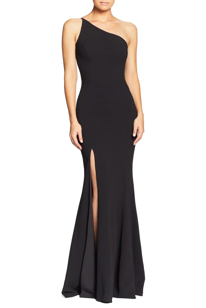 Amy One-Shoulder Crepe Gown