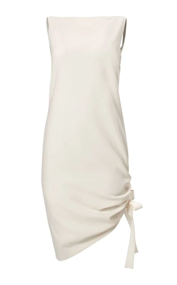 Tie-Detailed Wool-Blend Midi Dress