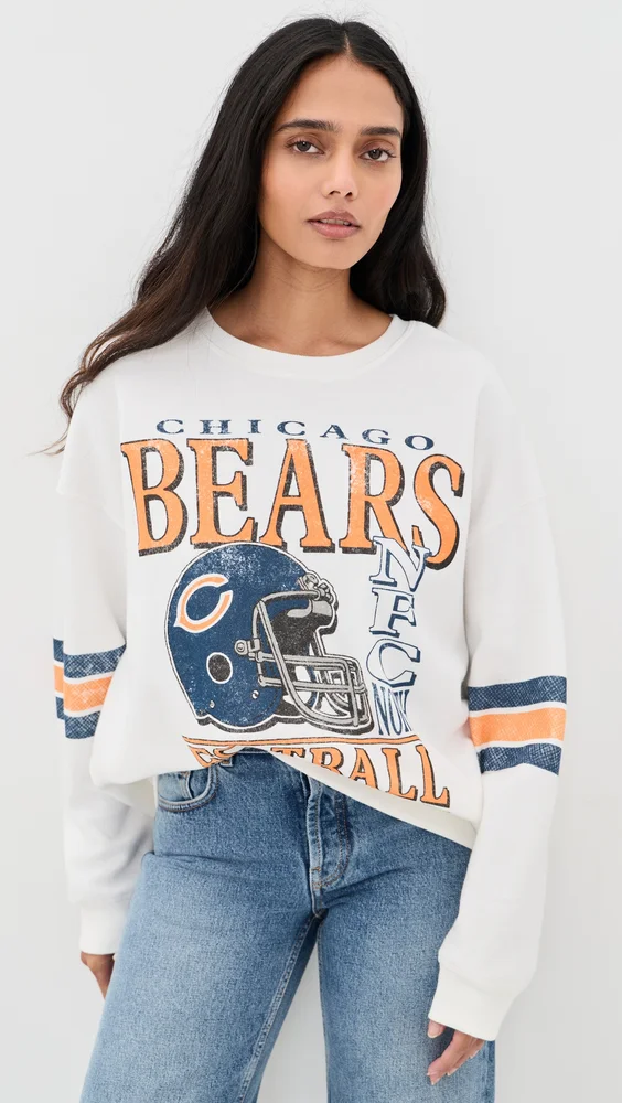 Chicago Bears Oversized Striped Fleece Sweatshirt