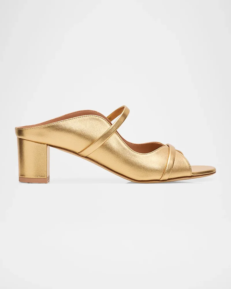 45mm Norah Metallic Leather Mule Sandals