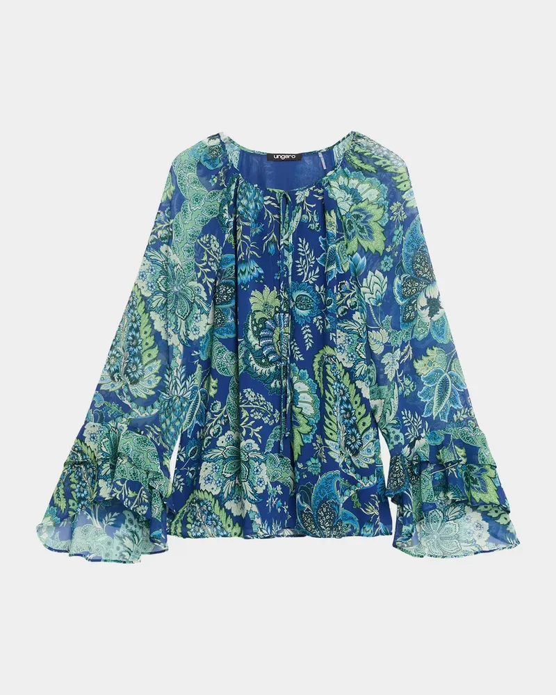 Darby Paisley-Print Chiffon Blouse