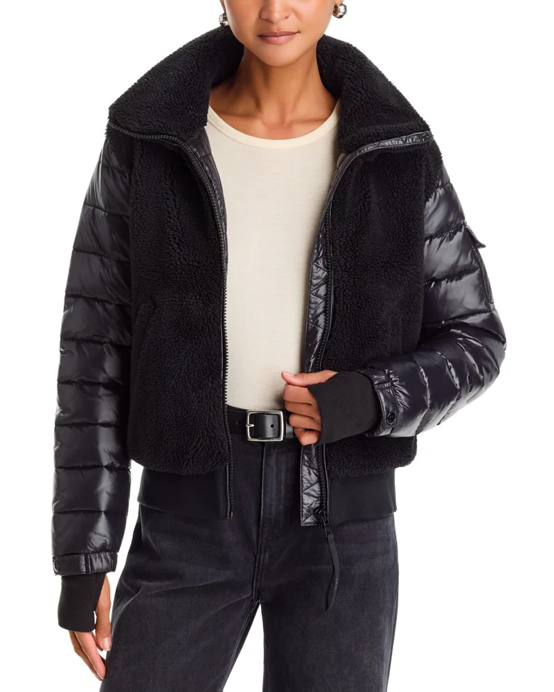 Sherpa Mixed Media Bomber Jacket - Exclusive