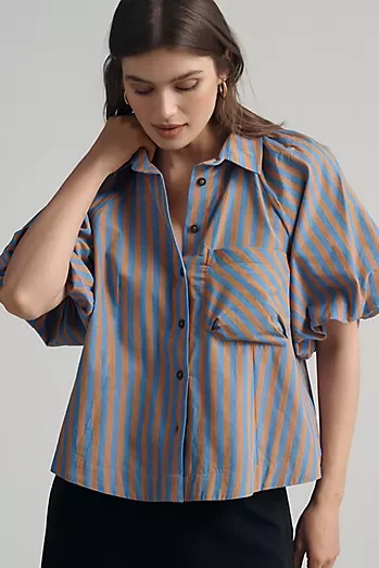 Zooey Bubble-Sleeve Blouse by Maeve