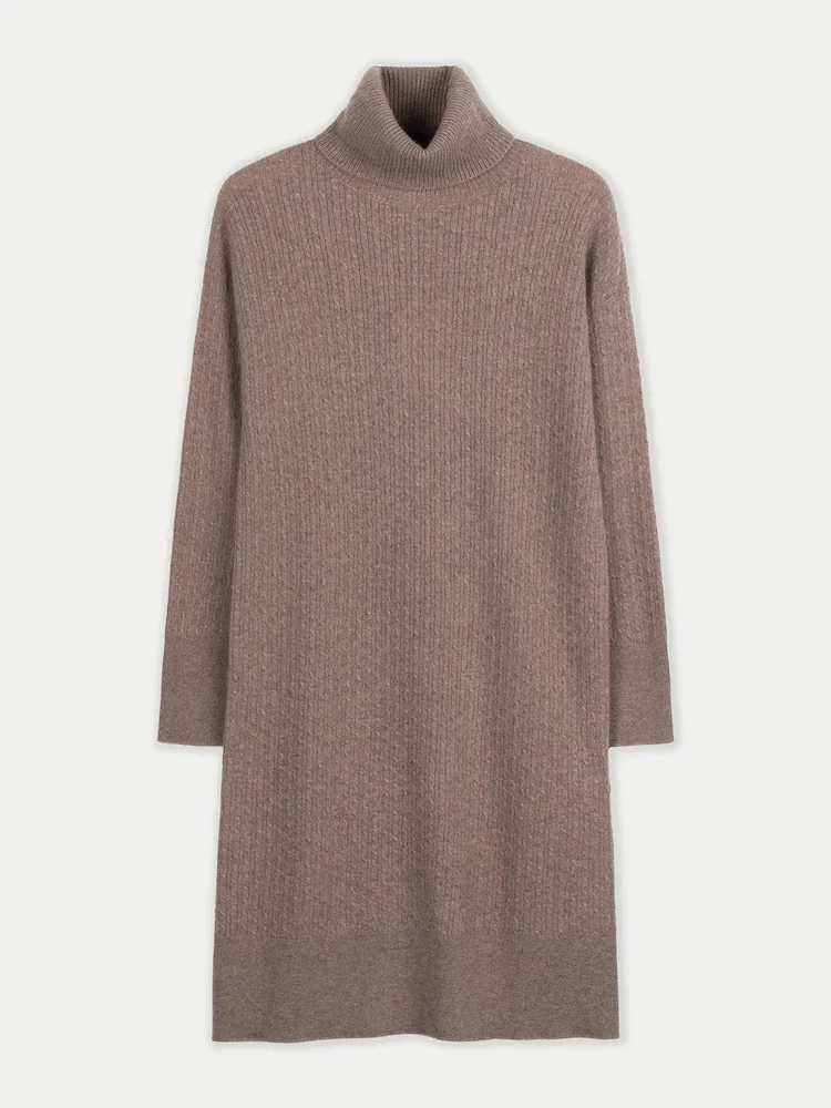 Seamless T-Neck Cashmere Dress
