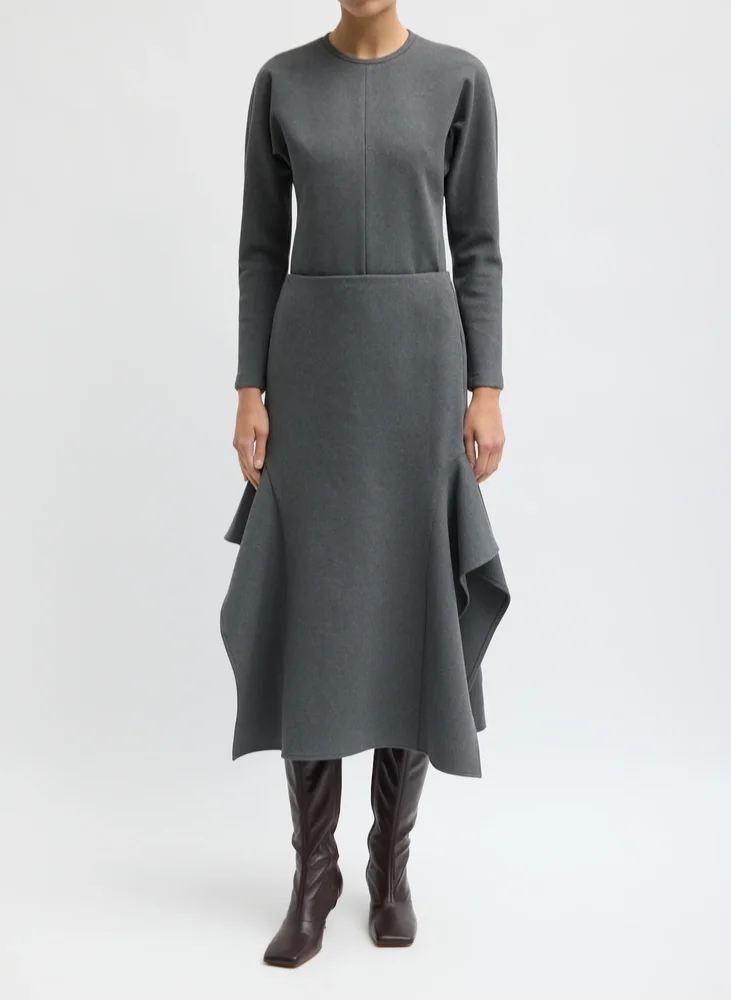 Luxe Crepe Knit Side Drape Skirt