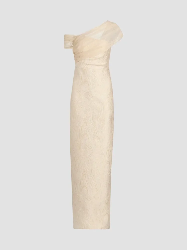 Zara Draped Shawl Column Dress
