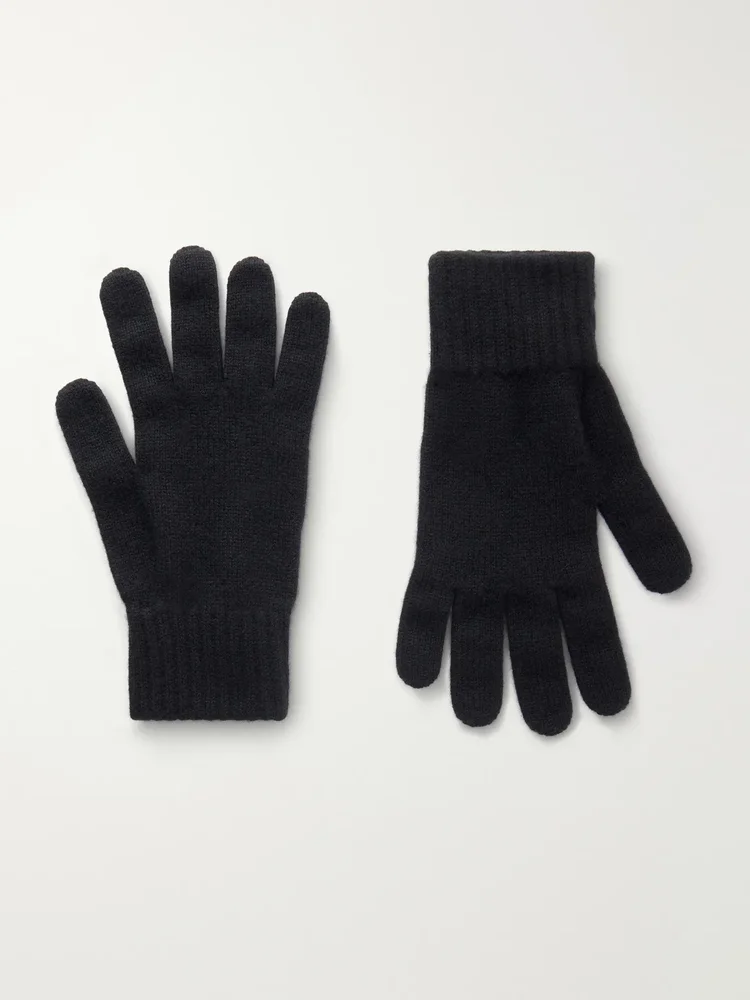 Rib-Trimmed Cashmere Gloves