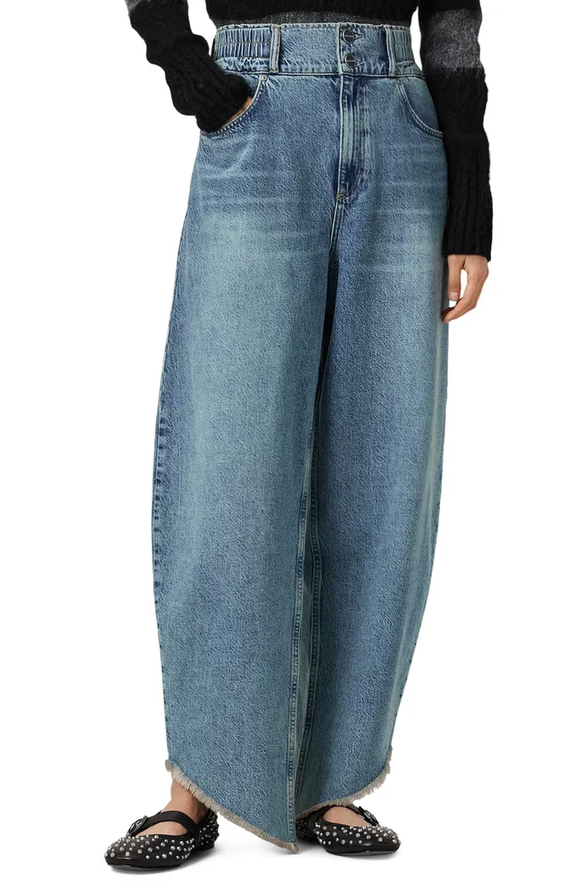 Taylor Frayed Hem Loose Barrel Jeans