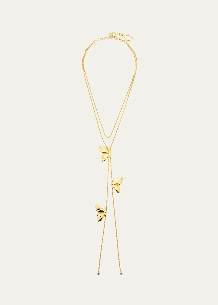 24K Gold Pleated Butterfly Layered Rope Necklace