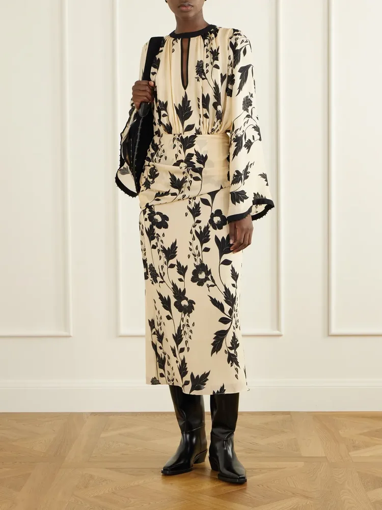 Floral-print silk-georgette midi dress