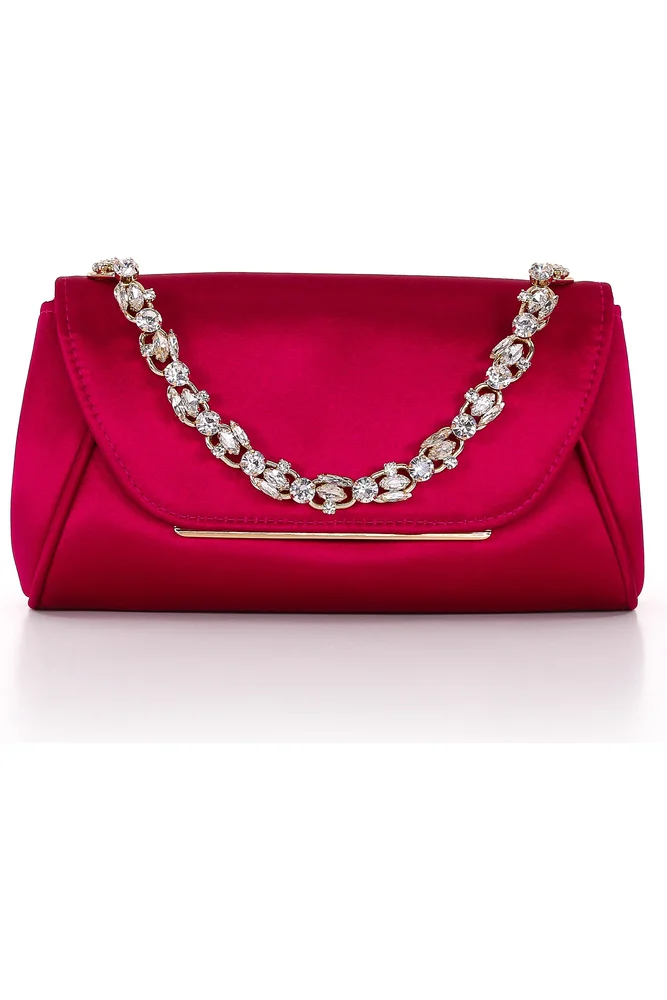 Seraphina Satin Clutch with Crystal Necklace Handslip