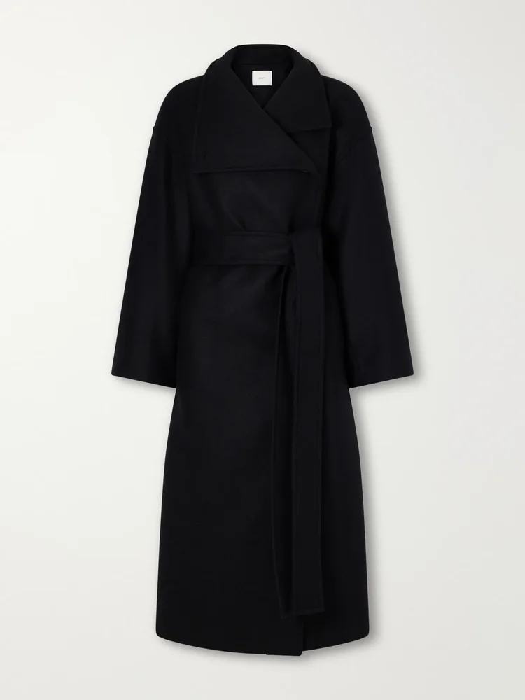 Fiore belted virgin wool-blend coat