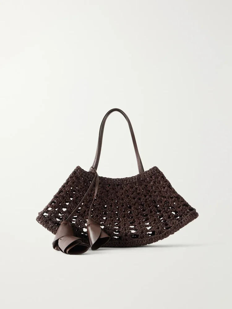 maya mini leather trimmed crocheted shoulder bag