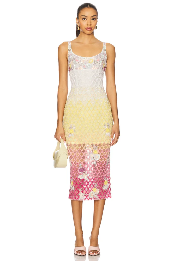 Valeria Jewel Embroidered Midi Dress