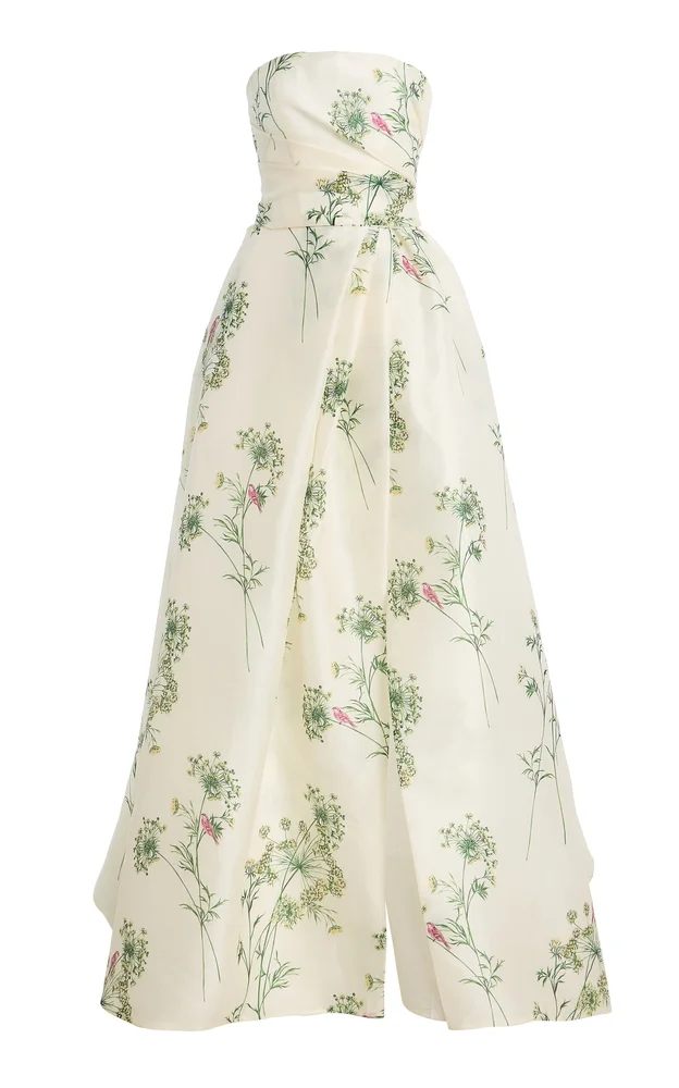 Strapless Floral Gazar Gown
