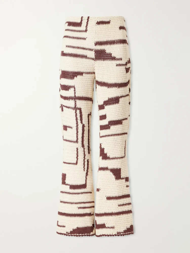 Farah crocheted cotton flared pants