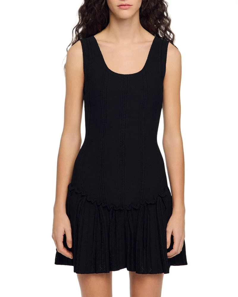 Short Knit Dress with Ruffle