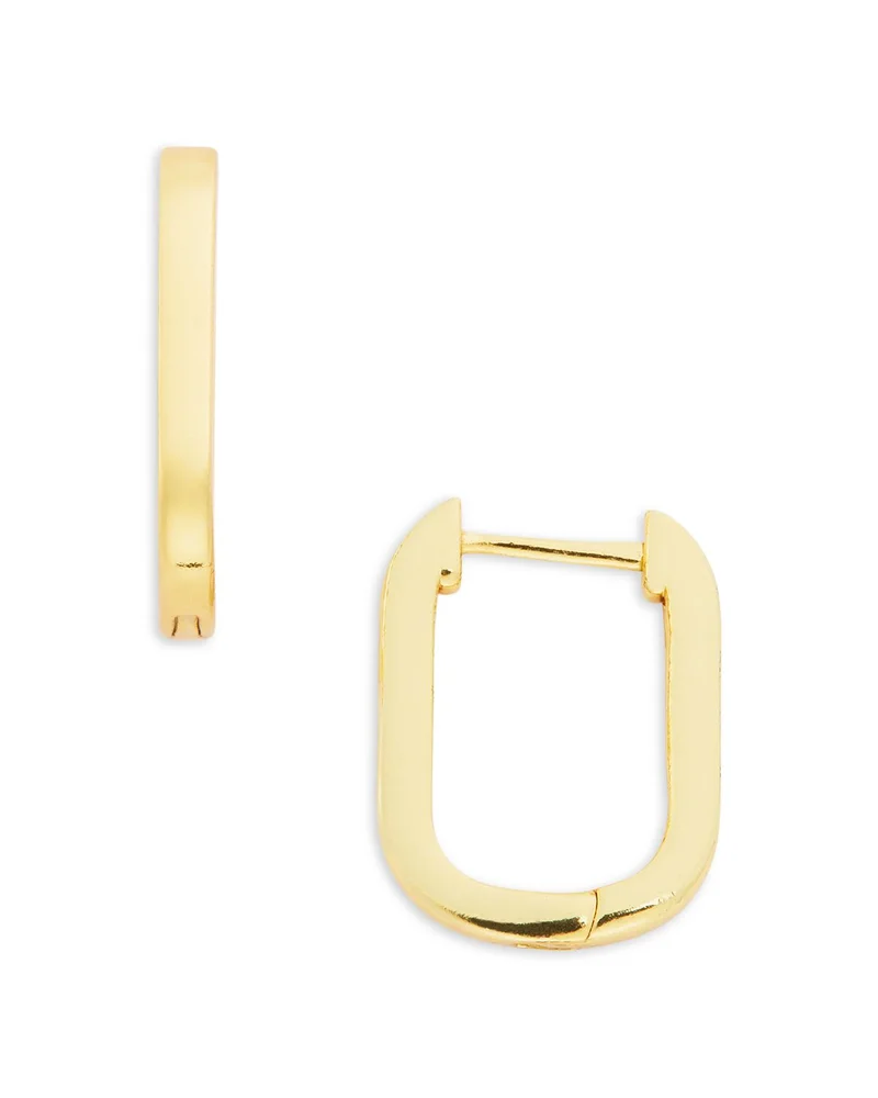 18K Yellow Gold Plated Sterling Silver Oval Huggie Hoop Earrings