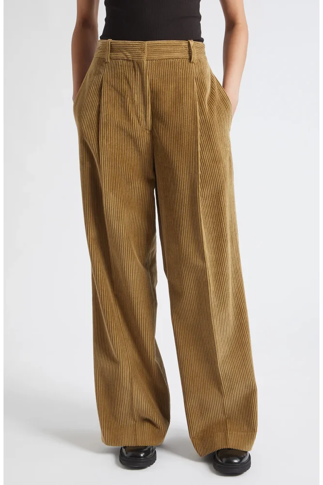Ted Pleated Lower Waist Corduroy Trousers