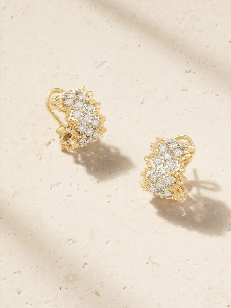 Rombi 18-karat yellow and white gold diamond earrings