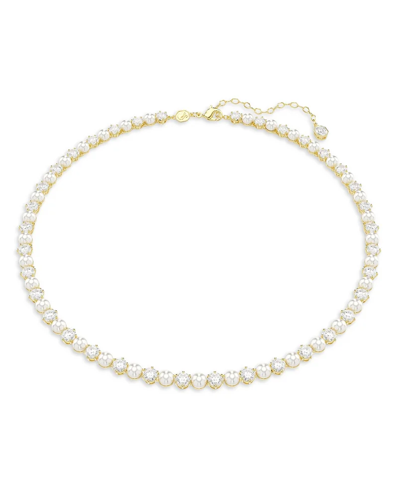 Matrix Cubic Zirconia & Imitation Pearl Tennis Necklace, 16.5-19.25"