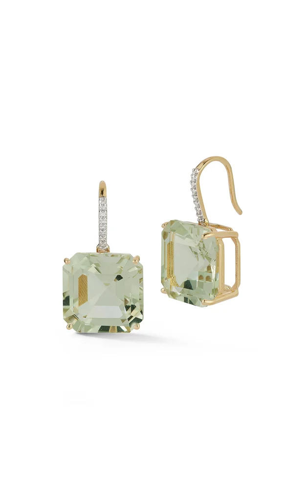14K Yellow Gold Amethyst Earrings