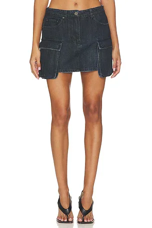 Denim Cargo Mini Skirt