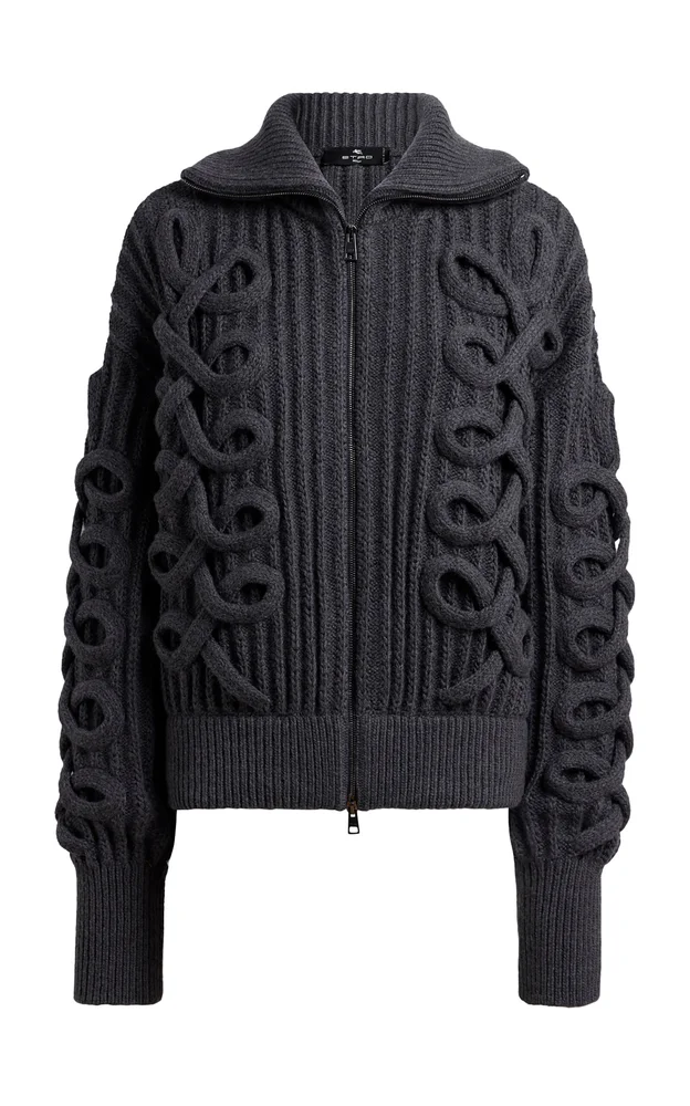 Loop-Detailed Wool-Blend Cardigan