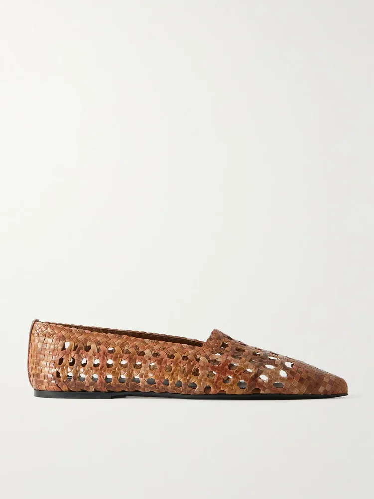 Ayame woven leather pointed-toe flats