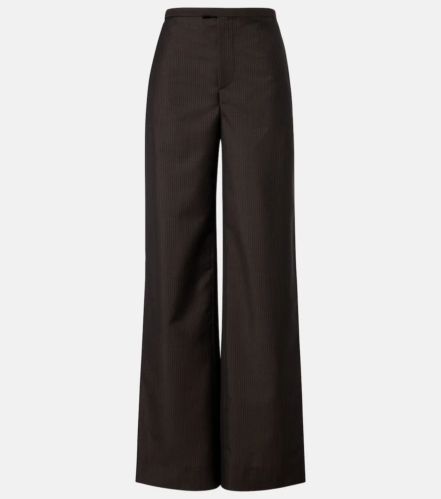 Pinstripe wool and mohair wide-leg pants