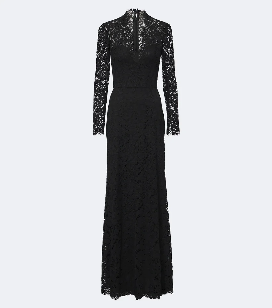 Lace cotton-blend bustier gown