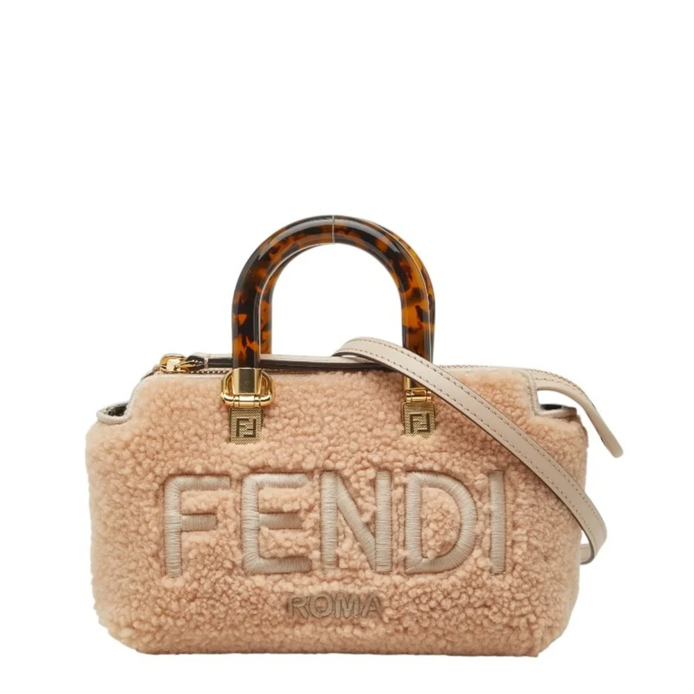 fendi Logo By The Way Top Handle Bag Shearling Mini