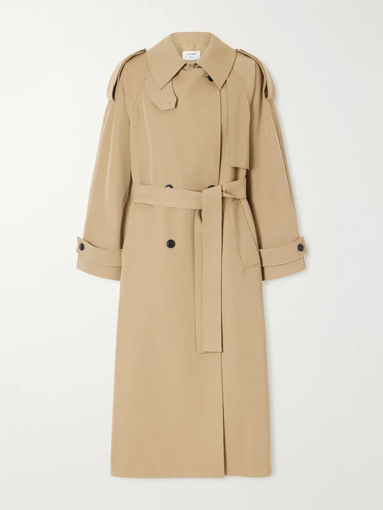 Classic double-breasted gabardine trench coat