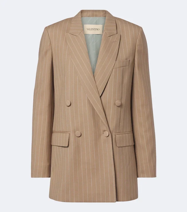 Pinstripe virgin wool double-breasted blazer