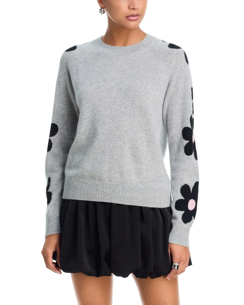 100% Cashmere Floral Sleeve Sweater - Exclusive