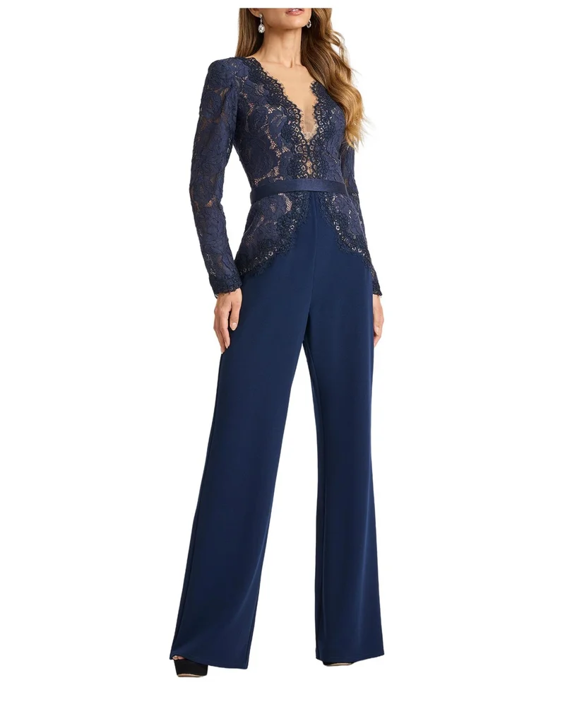 Amaris Plunging Illusion Lace Jumpsuit