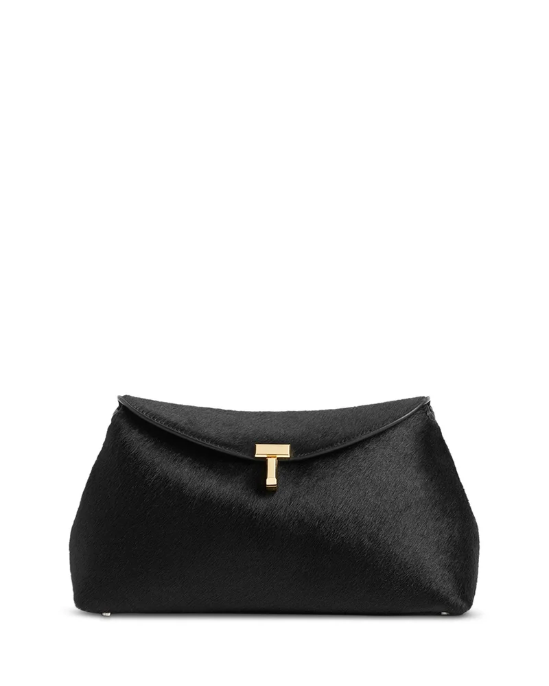 TOTEME T-Lock Convertible Clutch in Black Calf Hair