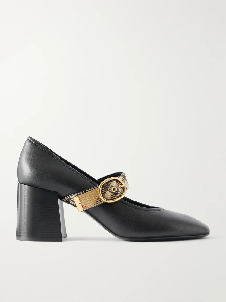 65 Checked Leather Mary Jane Pumps