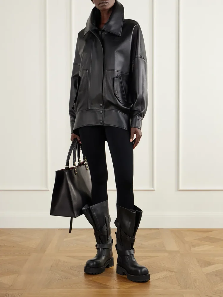 Leather biker jacket